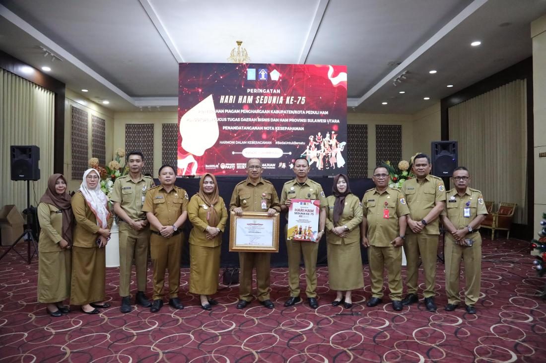 Kota Kotamobagu Terima Penghargaan Kota Peduli HAM Tahun 2023 dari Kementerian Hukum dan HAM 